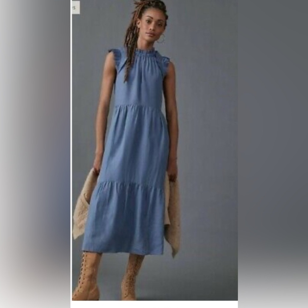 Anthropologie Othilia Blue Maxi Dress
